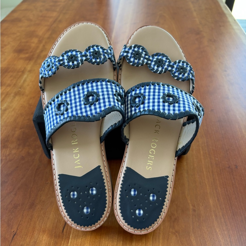 Jack Rogers Caroline Sandal in Blue Gingham Size 9